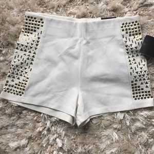 Cream and gold high waisted shorts NWT